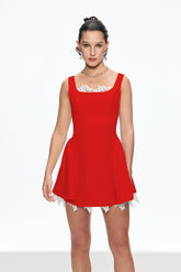 Caligula Kolsuz Kırmızı Mini Elbise